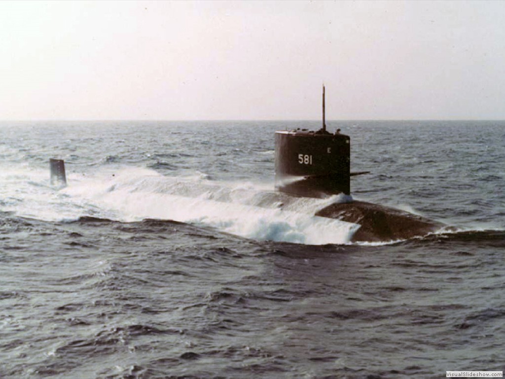 USS Blueback (SS-581) on the surface